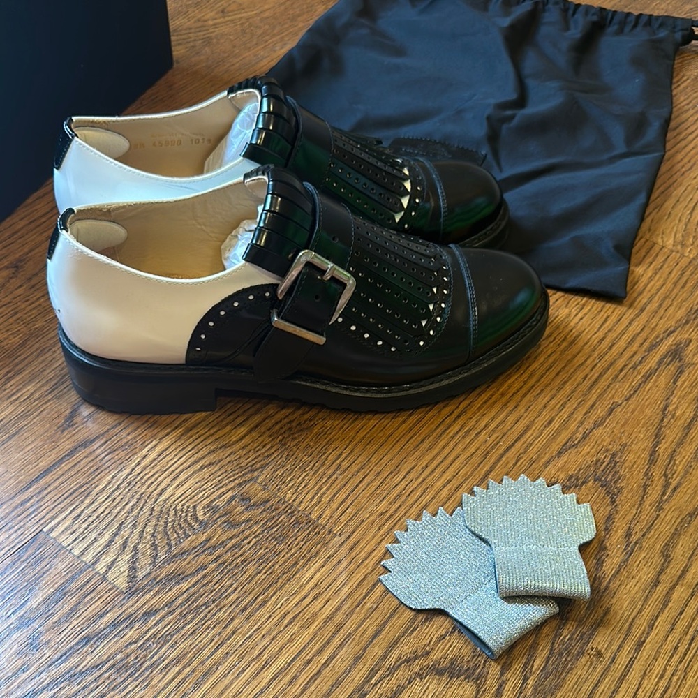 Angela Scott Black and White Dress Shoes with Broguing